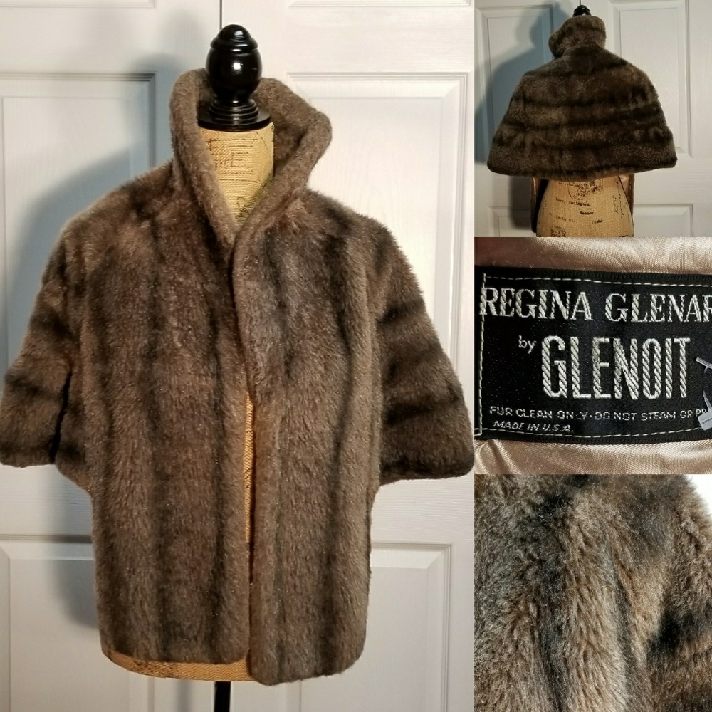 Vintage Regina Glenara by Glenoit faux fur Cape. C4